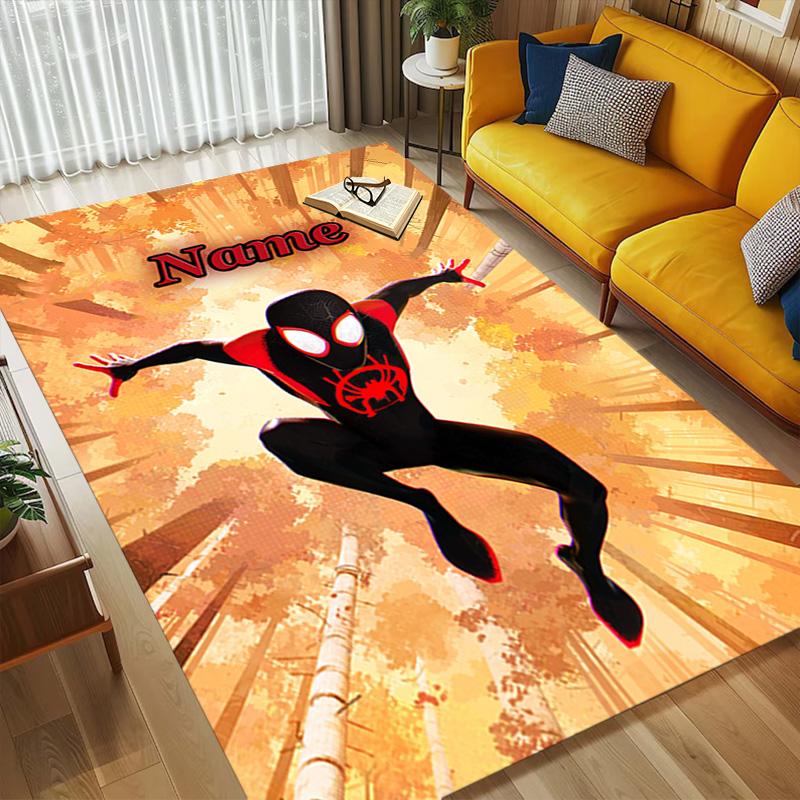 Personalized Name S-Spider M-Man Flight Living Room Non-Slip Area Rug Soft Carpet for Bedroom Kids Playroom Sofa Office Home Decor Doormat