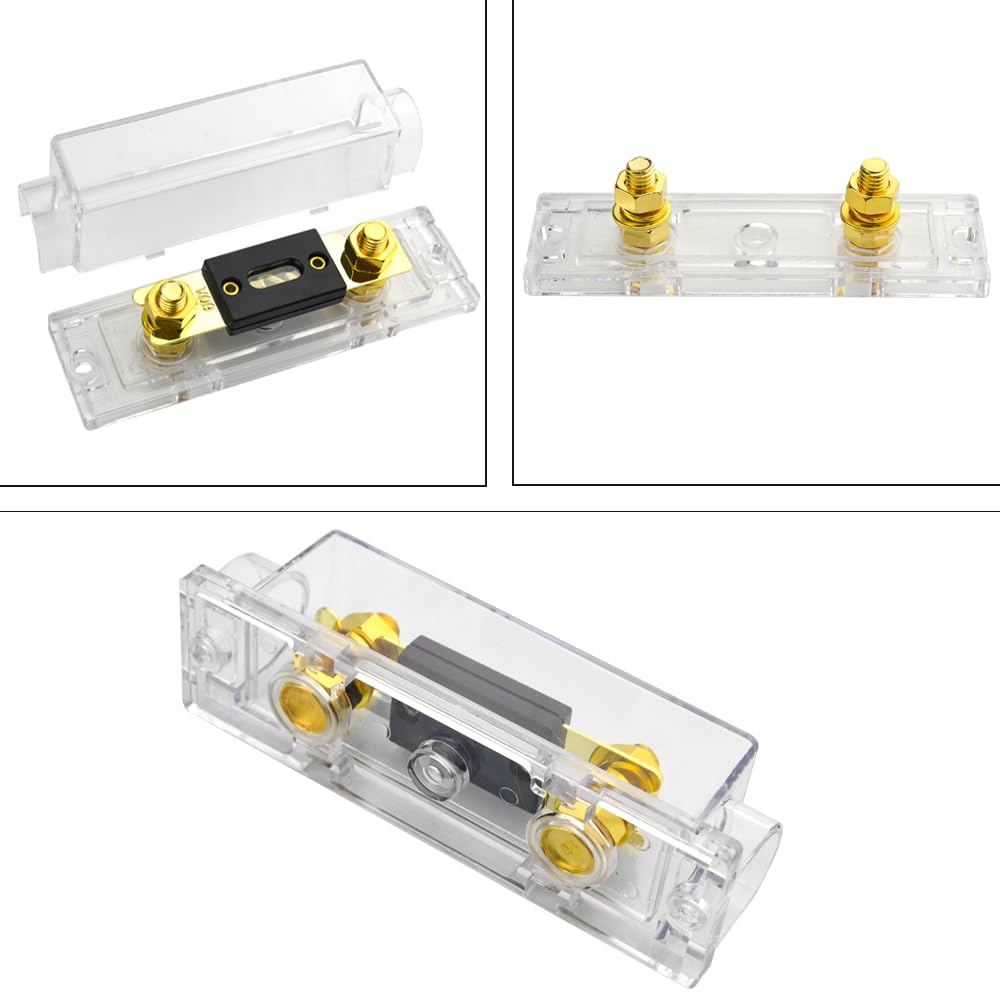 WMYCONGCONG 1 ANL Fuse Holder + 3 Pcs 60A ANL Fuse for Car Audio Amplifier, Gold Plated (60A)