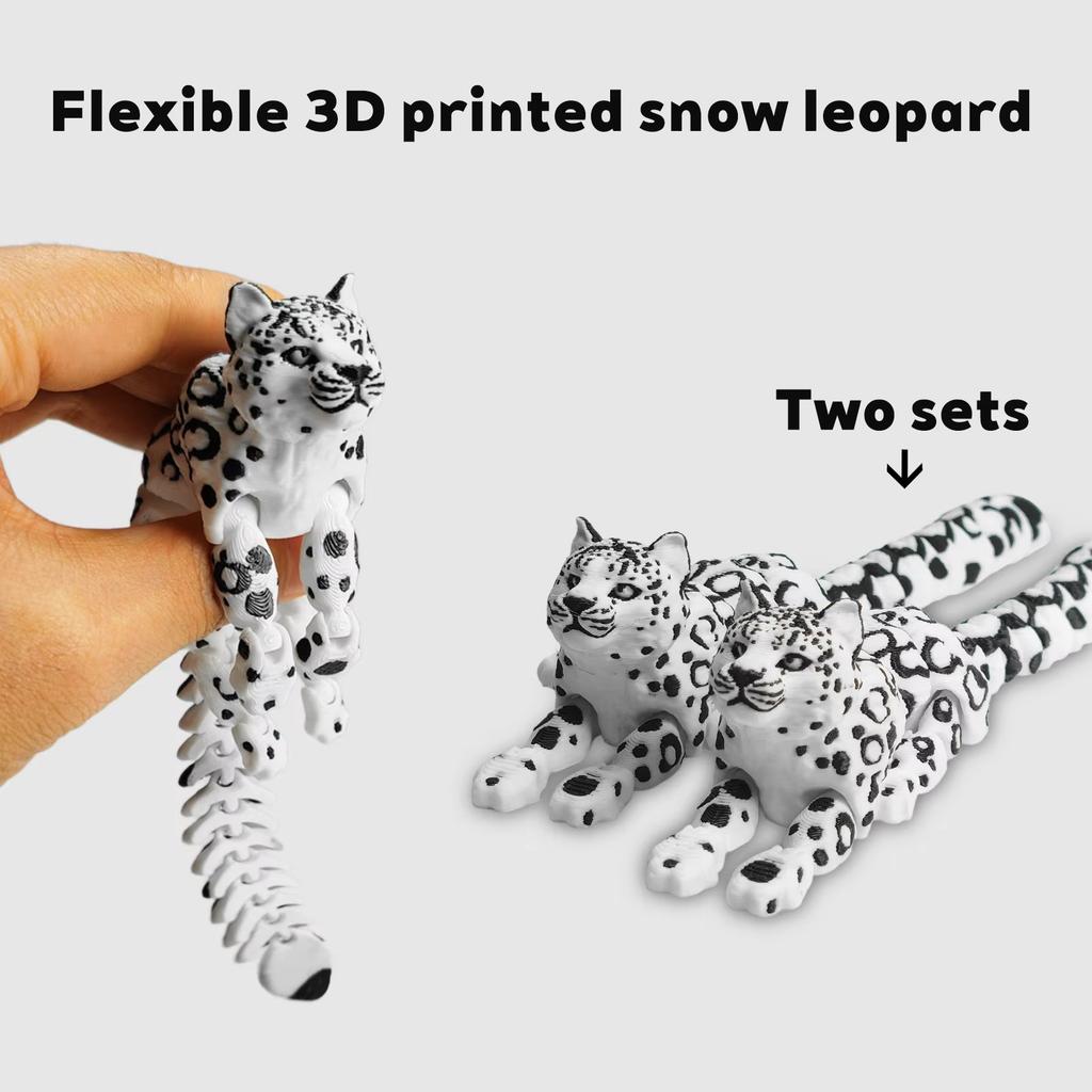 1/2 Piece Set of Leopard Pattern 3D Ornaments, Realistic Snow Leopard Figurines, Decorative Animal Models, Black and White Snow Leopard, Un