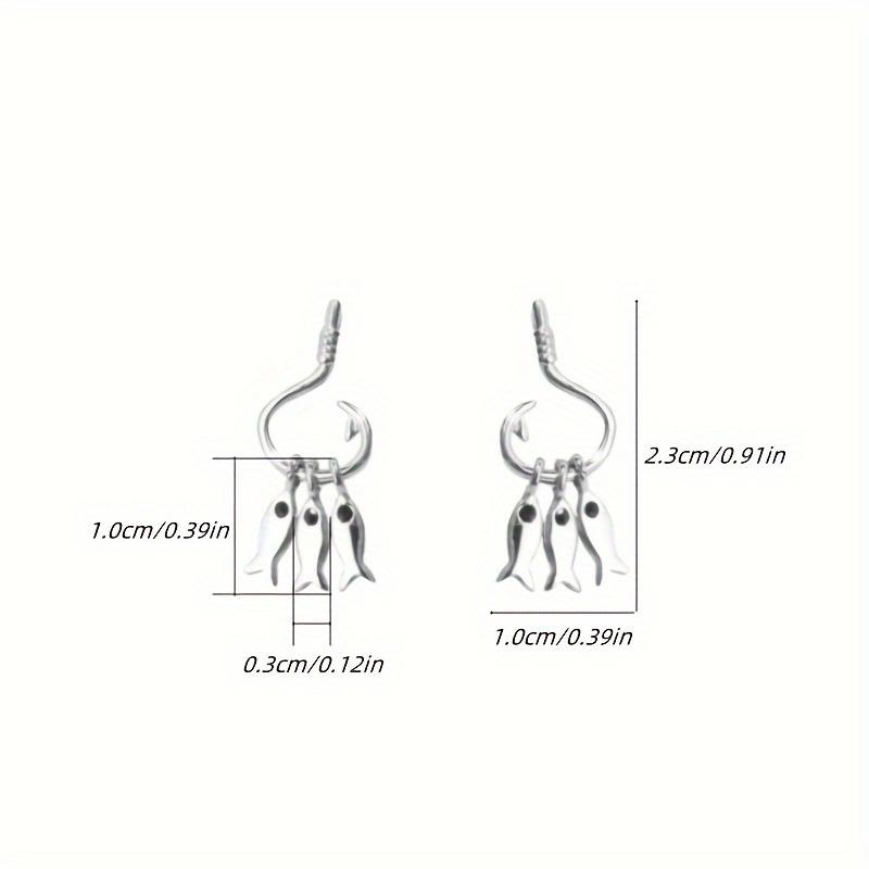 1 Pair of Unique Fish Hooks, 3 Small Fish Short Tassel Earrings, Simple and Cute Earrings for Girls