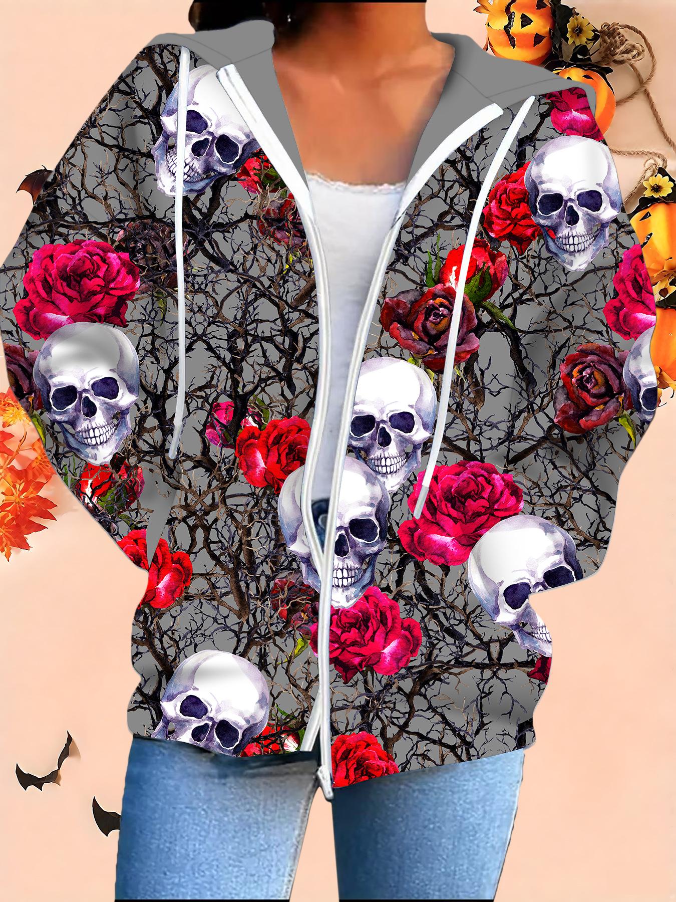 

Хэллоуин Кардиган с капюшоном 3D-принт Большой размер Осень Зима Ретро 6XL красный