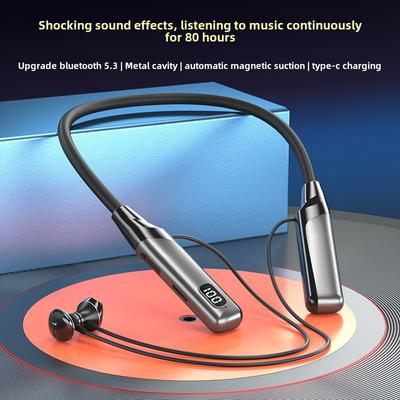 Bluetooth-Kopfhörer Nacken-Nacken-Kopfhörer mit extrem langer Lebensdauer und Geräuschunterdrückung, kabellose Ohrhörer, Sportkopfhörer