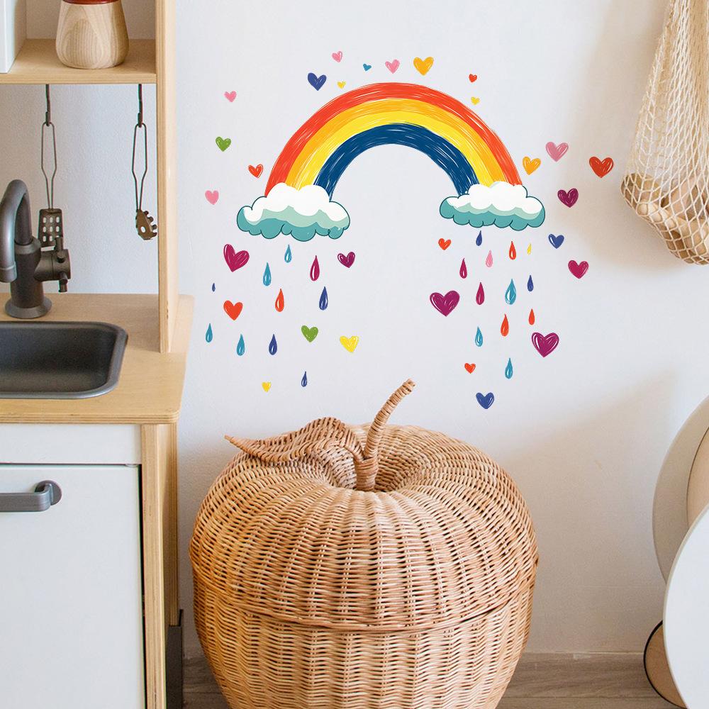 Creative Rainbow Love Clouds Bedroom Living Room Home Background Beautification Decoration Wall Stickers