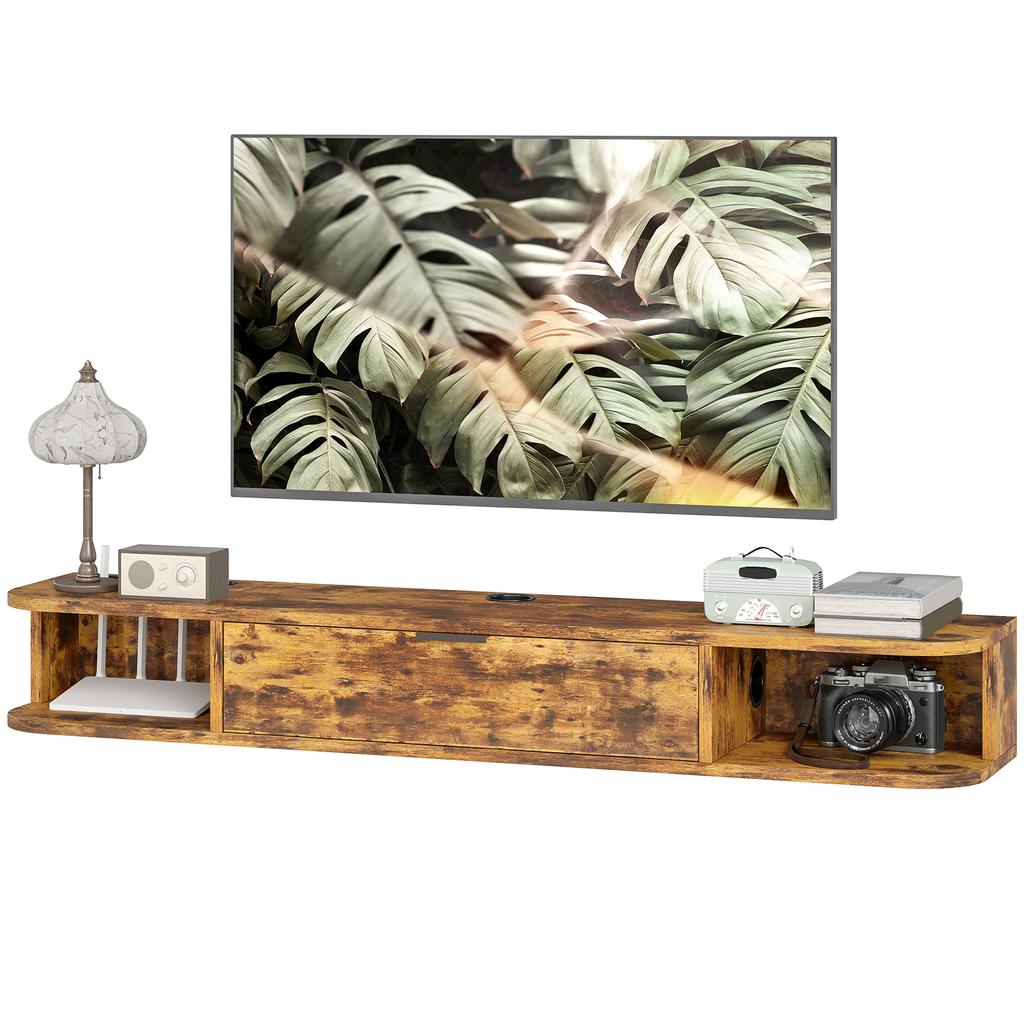 120 Cm Floating Tv Unit For Tvs Up To 50 Inch Rustic Brown