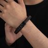 Vintage geflochtenes Kunstlederarmband für Herren, Armband aus Legierung mit Magnetschließe, Lässiger trendiger täglicher Schmuck für Herren