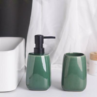 Europäischer Stil Keramik Lotion Flasche Grüner Mundspülbecher Toilettenbürste Hotel Shampoo Lotion Aufbewahrungsflasche Badezimmer Zubehör