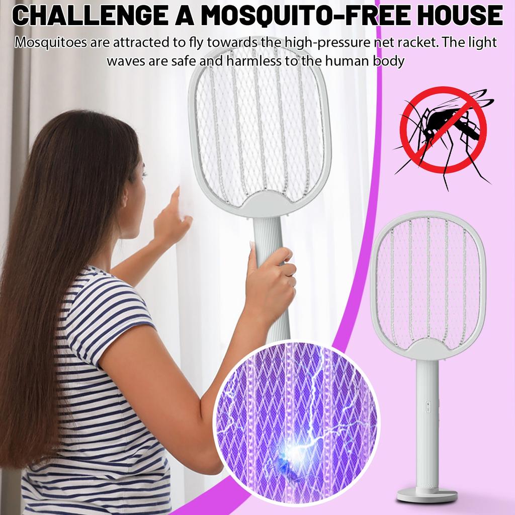 Foldable Electric Mosquito Killer Fly Swatter Trap USB Rechargeable Mosquito Racket Insect Killer with UV Light Bug Zapper