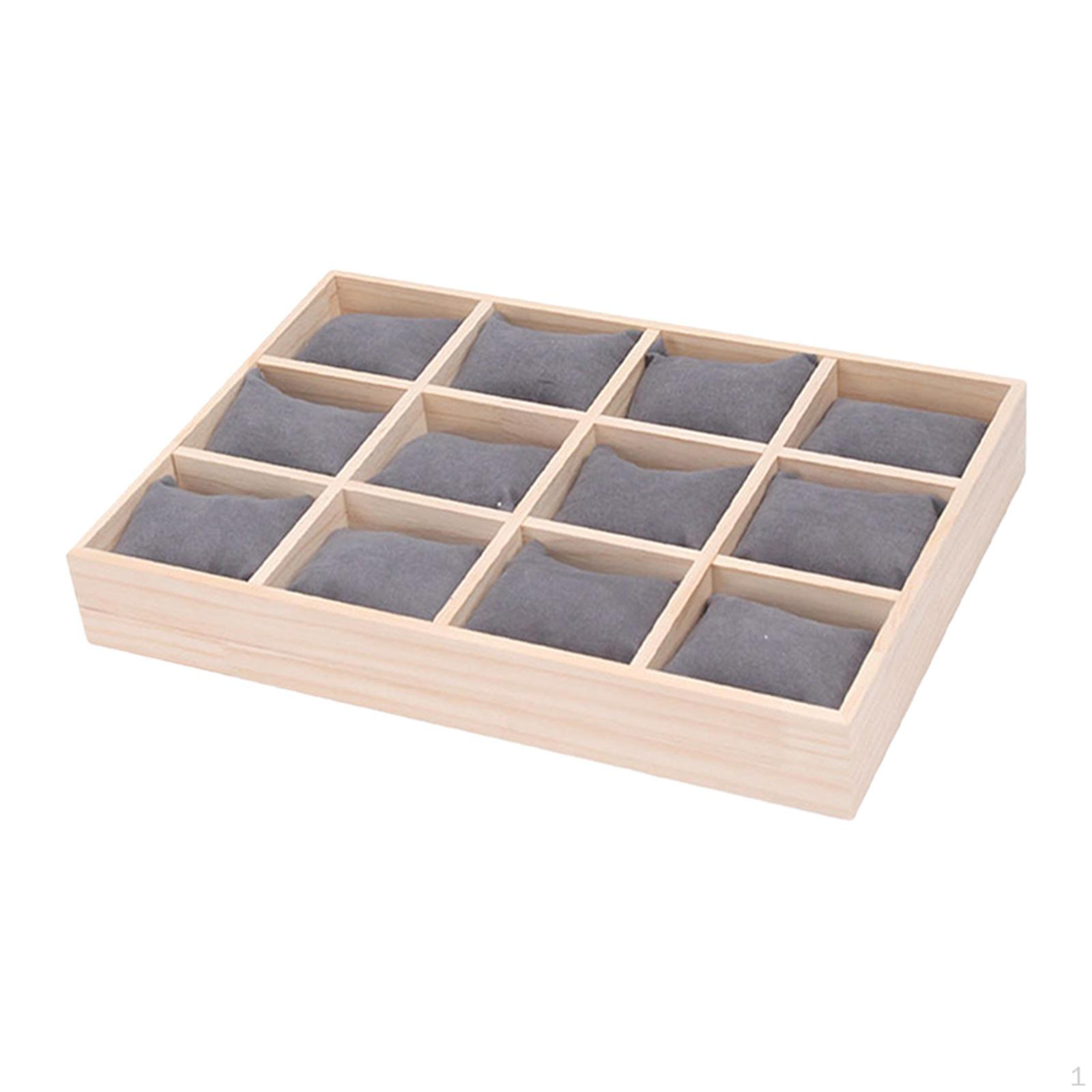 

Watch Jewelry Box Bracelet Holder Men 12 Slot Container Multifunctional with Pillow Portable Gray Pillow
