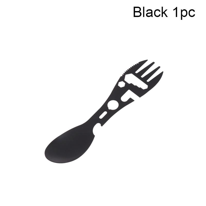 1/5Pcs 10-in-1 Stainless Steel Camping Utensils Set - Travel Hiking Cutlery Fork Spoon Opener Outdoor Survival Gear Tableware