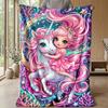 Fantasy Unicorn Stickers Theme Blanket Lightweight Warm Flannel Blanket Decorative Throw Blanket for Home Decoration