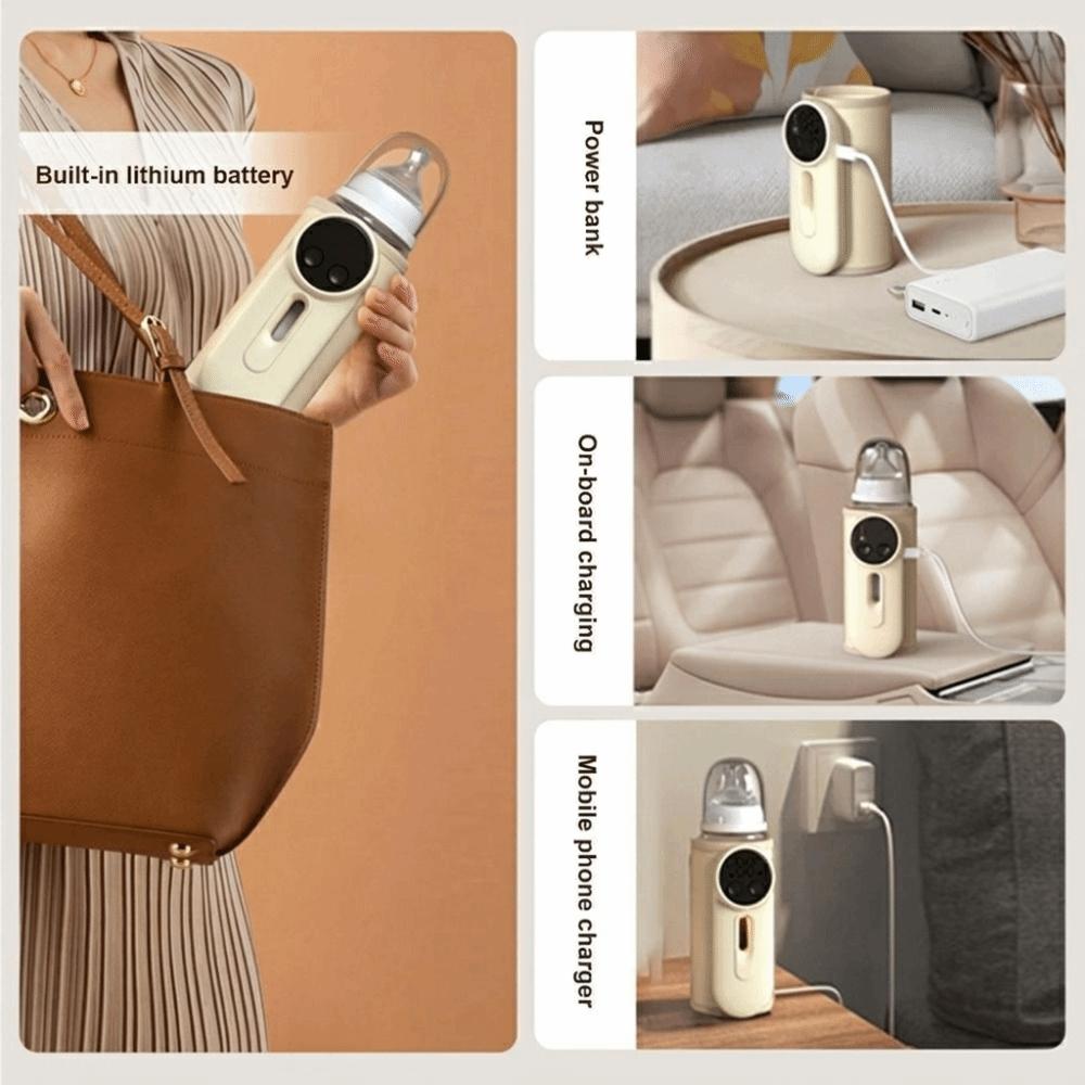 USB Rechargeable Baby Bottle Warmer Digital Display Breastmilk Heating Sleeve Outdoor