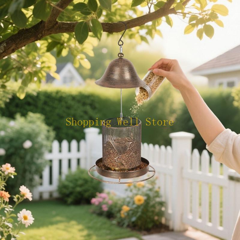 KX4B Weather Resistant Metal Bird Feeders With Anti Rusts Coating Squirrels Proof Large Storage Easyly Maintenance For