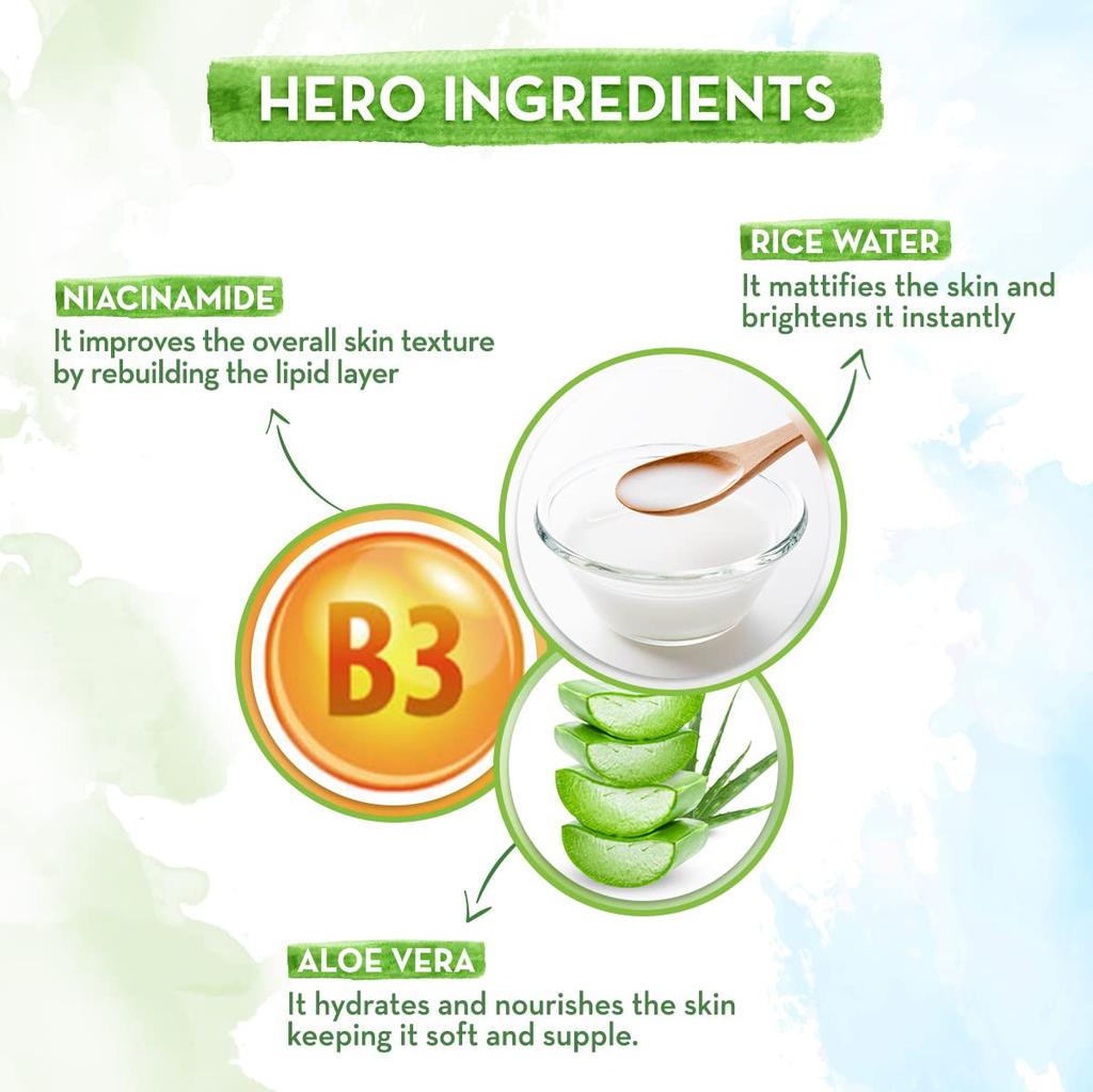 Mamaearth Reiswasser & Niacinamid Gesichtsfeuchtigkeitscreme für fettige Haut – Ölfreie 24-Stunden-Hydratation – Hellt den Hautton auf – 80 g Glass Skin Creme