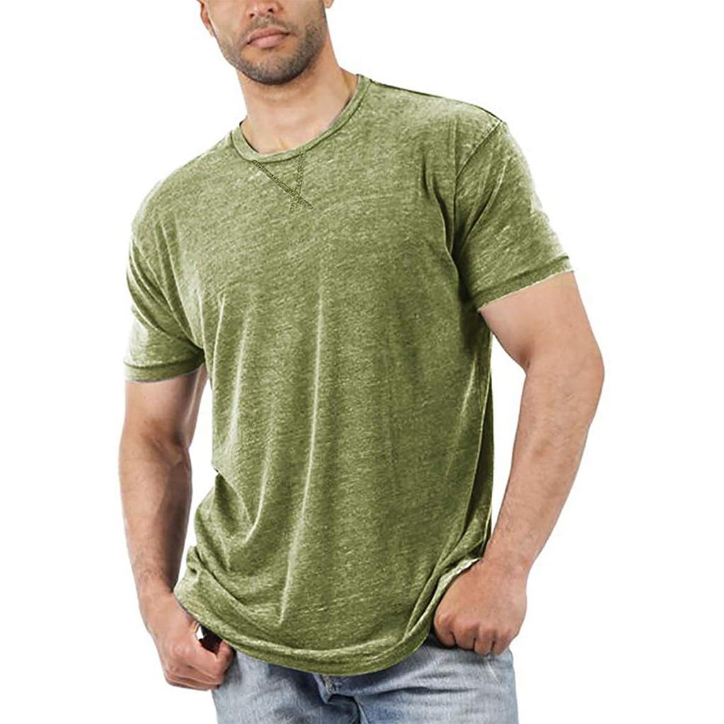 Men's Short Sleeve T-Shirts Casual Blouse Round Neck T-Shirt Summer Soft Tops