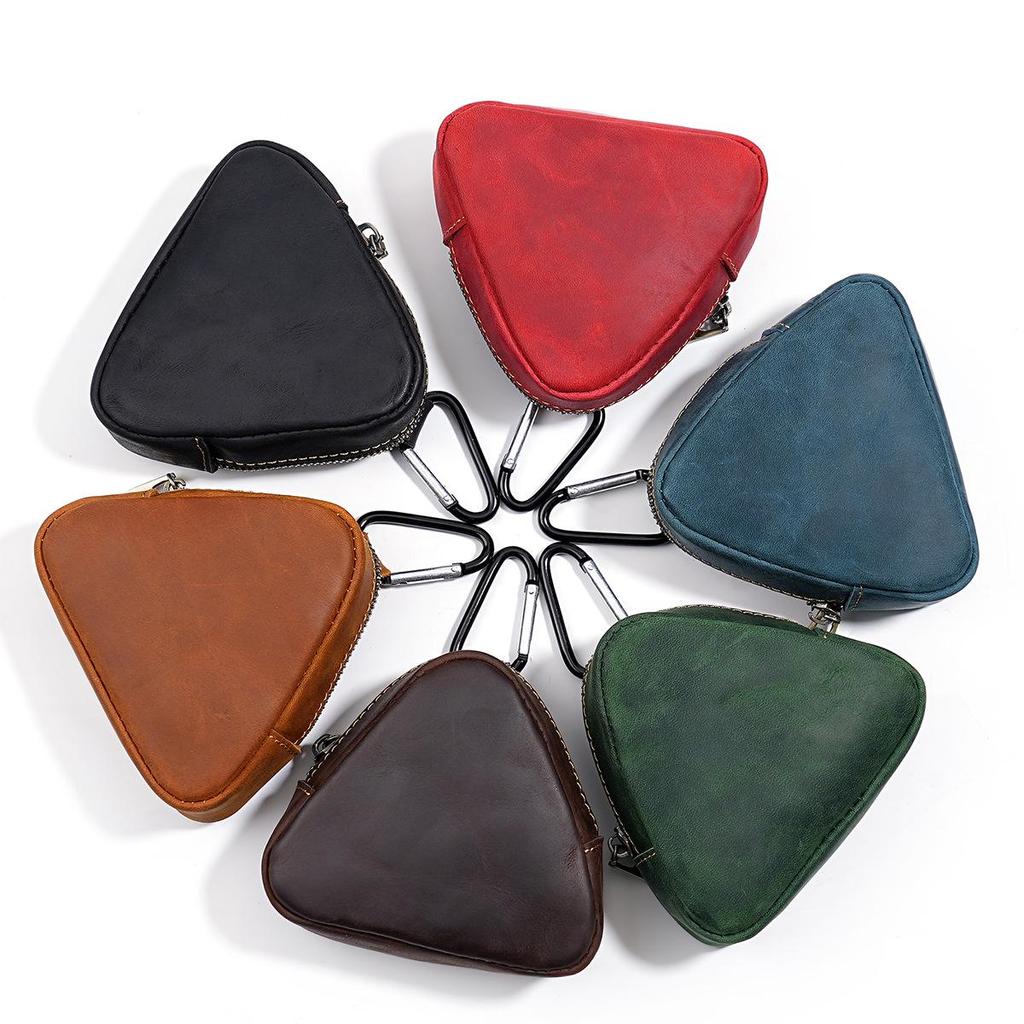 Münz- und Kopfhörertasche aus echtem Leder - Schlüsseletui im japanischen Stil mit Taillenaufhängung