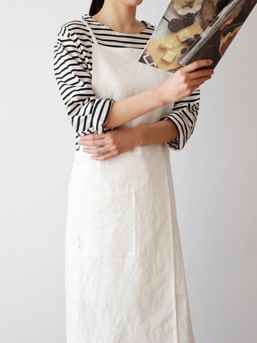 kamomekitchen pure linen layered waterproof apron white