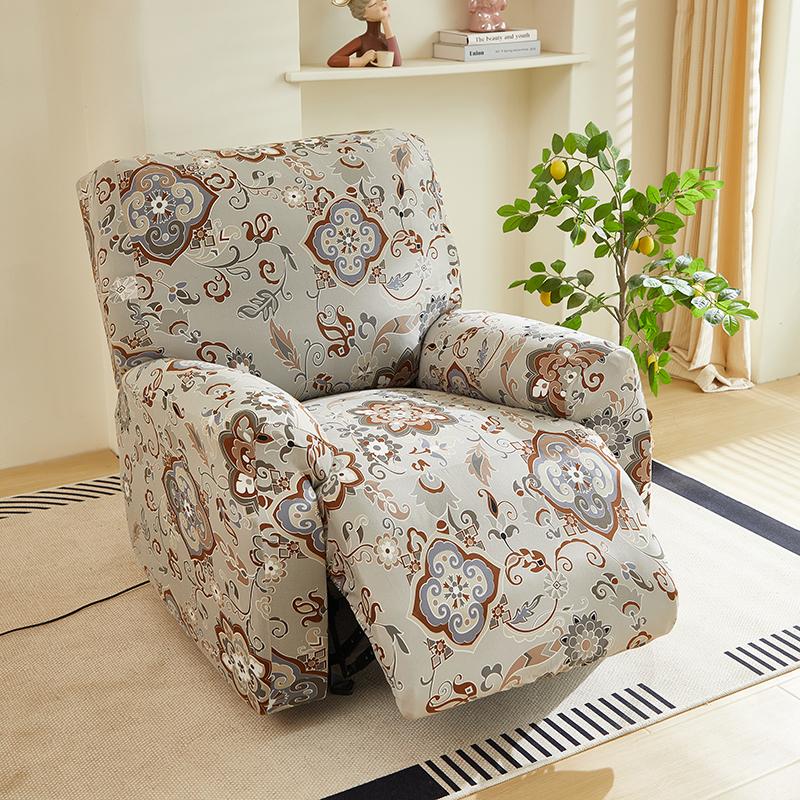 Recliner Chair Cover 4-Pieces, Stretch Sofa Slipcover 1 Seater Sofa Covers for Living Room Furniture Covers with Elastic Bottom