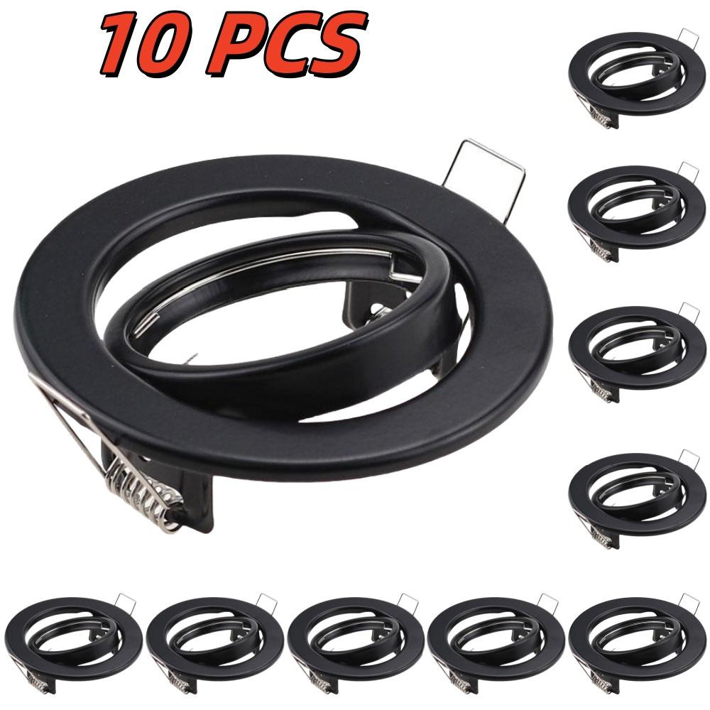 1/10PCS Modern Recessed Downlight Lamp Frame, GU10 MR16 Ceiling Spot Light Black White Nickel Round Spotlights Cut-Out 70mm