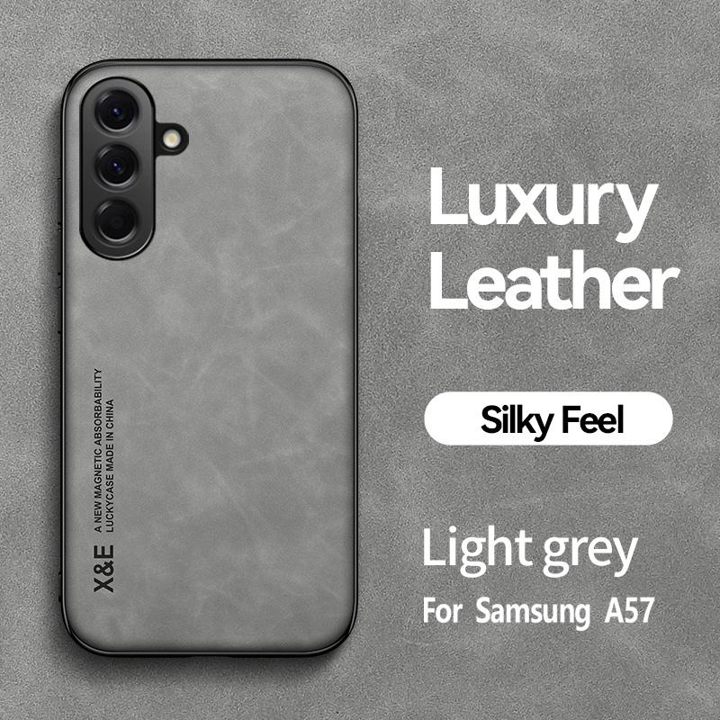 Funda For Samsung Galaxy A17 A27 A37 A57 5G Case Soft Silicone Car Holder Magnetic Leather Phone Cover For Galaxy A07 A 17 37 57