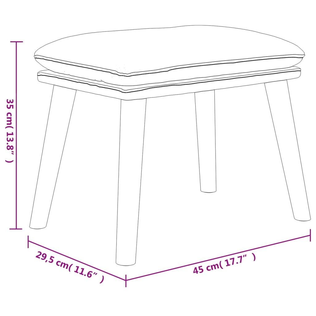 Footstool Black 45 x 29.5 x 35 cm Velvet