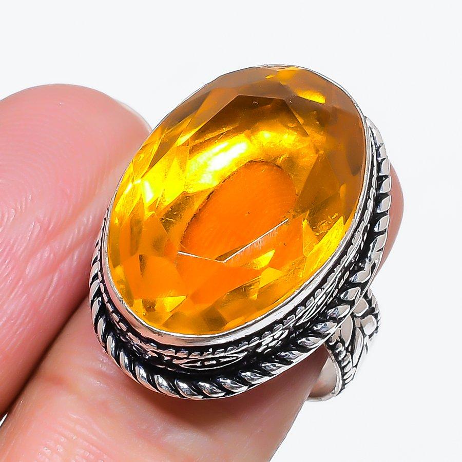 Citrine Gemstone 925 Sterling Silver Jewelry Ring Size 7