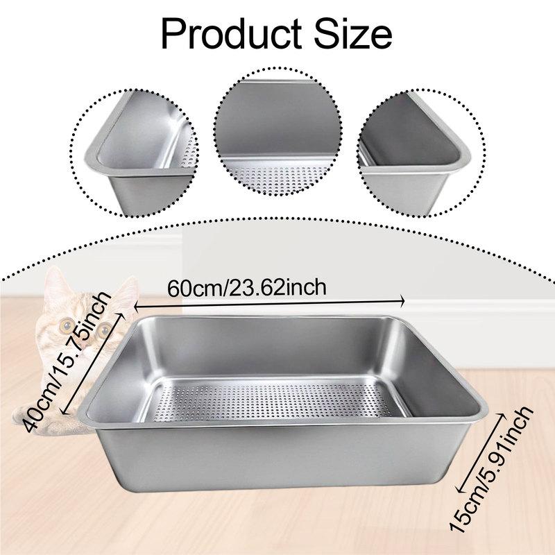 Cat Litter Sifter Box Stainless Steel Sturdy Easy To Clean Splashproof Large Capacity Pet Supplies Detachable Litter Sifter Tray