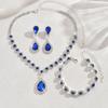 Large Waterdrop Crystal Necklace, Earrings and Bracelet Set - A Three-piece Jewelry Collection