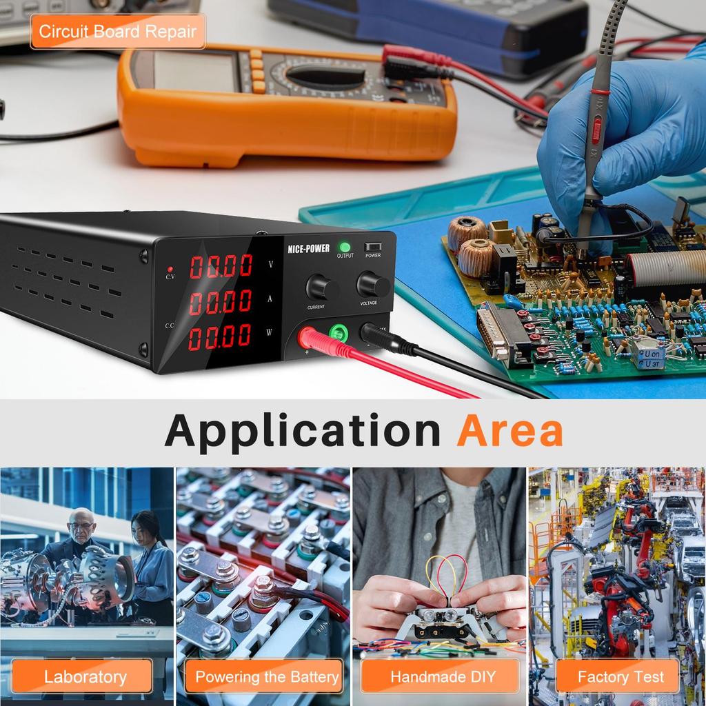 Voltage Regulator NICE-POWER Stabilized Variable DC Power Supply Output Switch 0-120V 0-10A For Industrial Control & Power Debug R-SPS12010