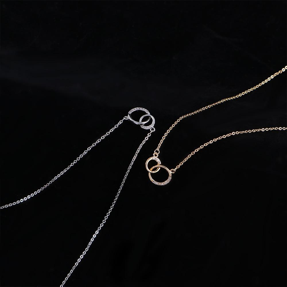 Girls Party Gift Pendants Zircon Circle Gold Color Zinc Zinc Alloy Necklaces Choker Clavicle Chains Jewelry