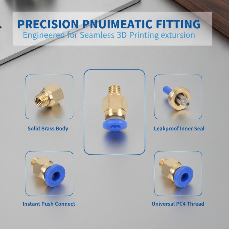 10Pcs Pneumatic Connectors For 3D Printers Parts Pc4 M6 Quick Jointer Coupler 1.75/3Mm Pipe Fittings Tube