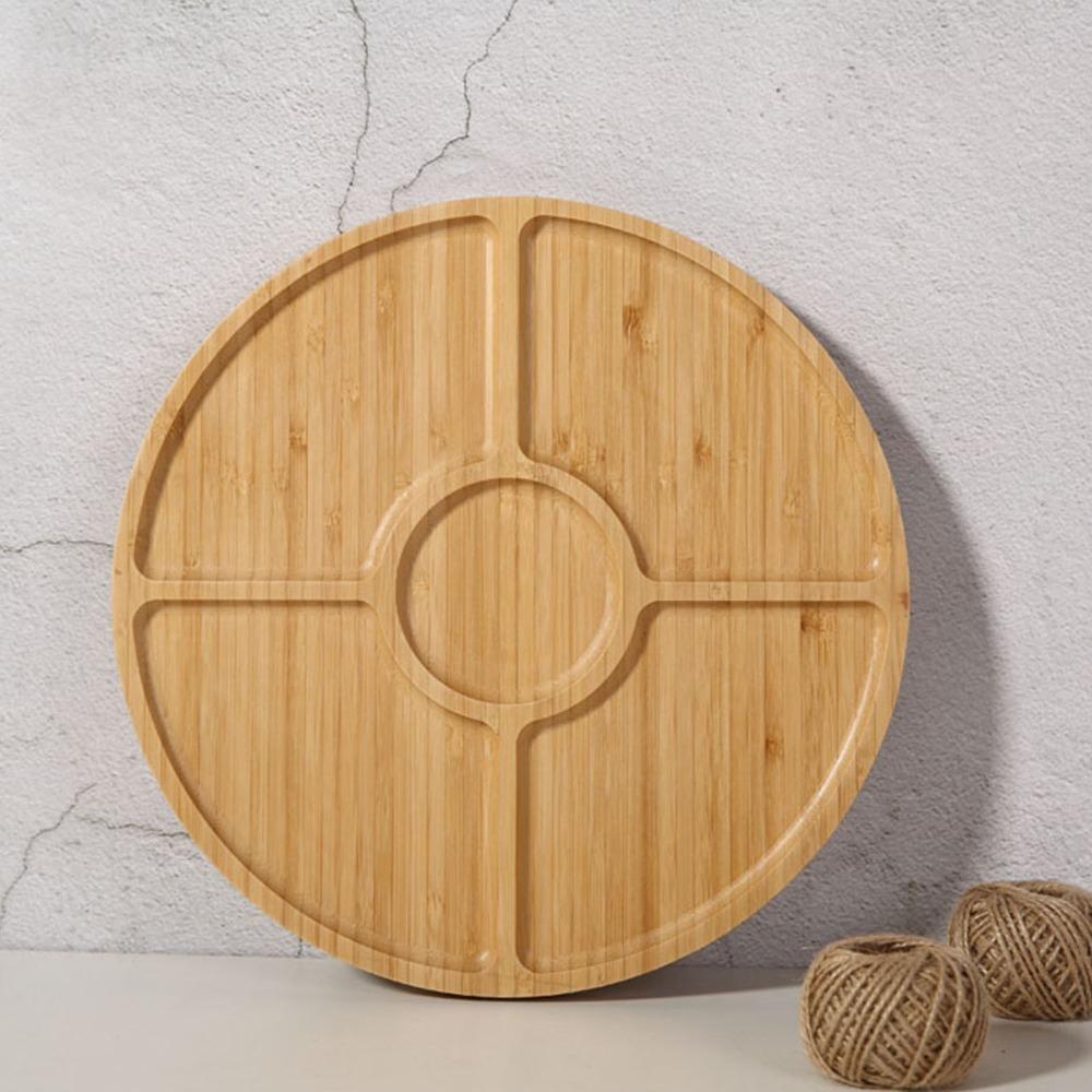 Burr‑free Tea Tray Bamboos Tea Platter Bamboos Grain Serving Plate Afternoon Tea Round Shaped