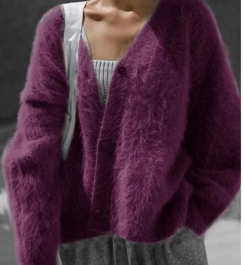 2026 Vendita Calda Primavera e Autunno Cardigan Imitazione Visone da Donna Stile Pigro Maglione Largo Giacca Maglione Lavorato a Maglia Morbido a Maniche Lunghe