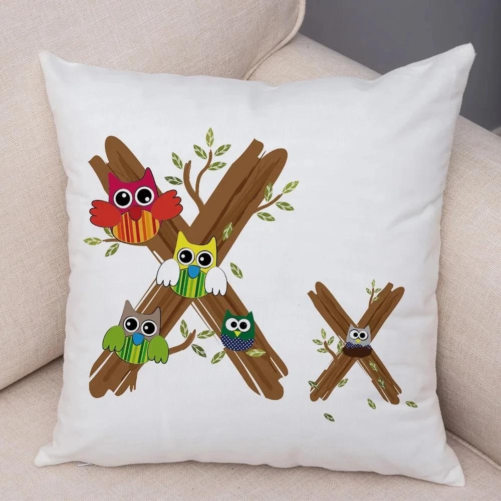 Owl Letter Decorative Pillowcase Car Ornaments Office Living Room Sofa Home Pillowcase