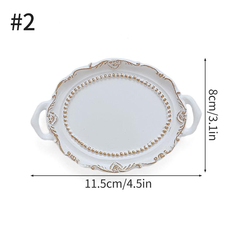 European Retro Storage Tray Resin Candle Jewelry Earrings Display Jewelry Storage Decoration Tray Resin Dish Plate Photo Props