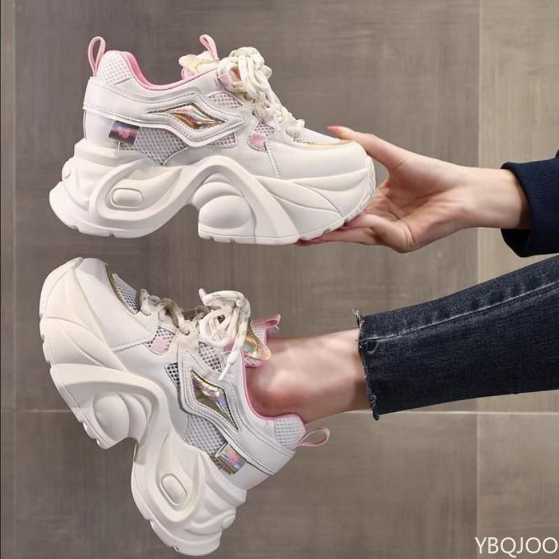 

Весенне-осенняя мода Новая повседневная спортивная женская обувь Мягкая и удобная на толстой подошве Увеличивающая рост Дизайнерская женская обувь 40 розовый