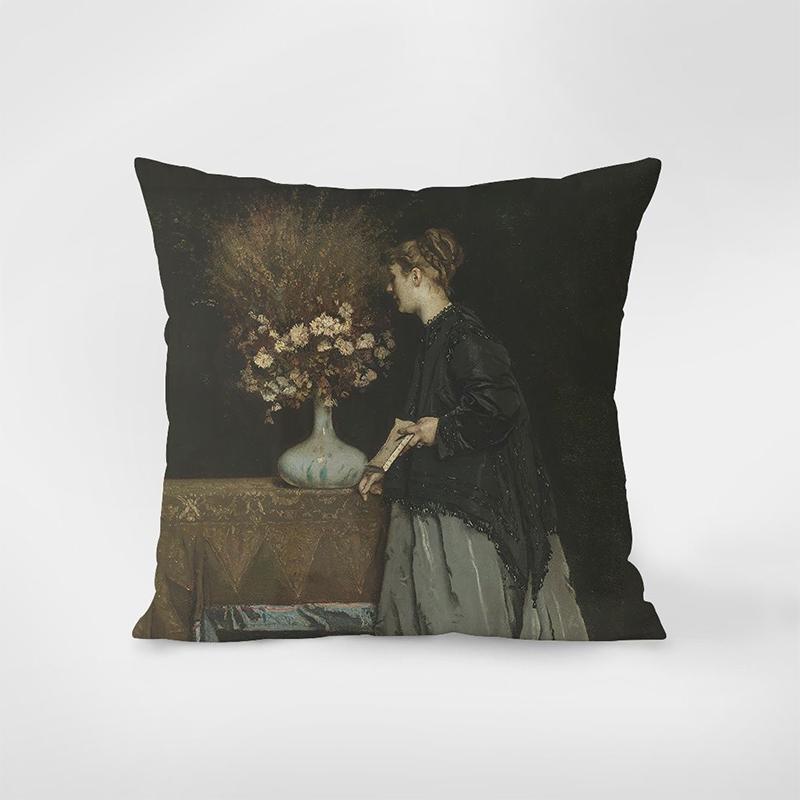 

Подушки с цветочными и пейзажными мотивами, художественный домашний декор, квадратная полиэстеровая наволочка, современная декоративная наволочка для диванной подушки 16x16Inch