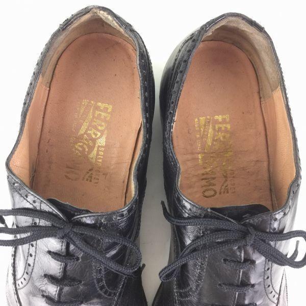Salvatore Ferragamo Semi Brogue Business Shoes Black Size 10D 27.5-28.0 Men's(USED)