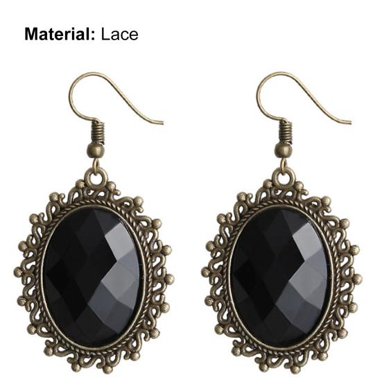 Lace Flower Faux Gem Necklace Bracelet Earrings Wide Gothic Punk Style Choker Necklace Bracelet Jewelry Accessory