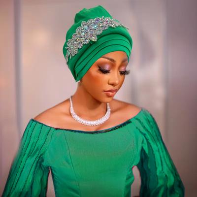 Diamonds Turban Cap For Women Fashion Head Wraps For African Women Nigeria Wedding Party Hat Auto Gele Headtie