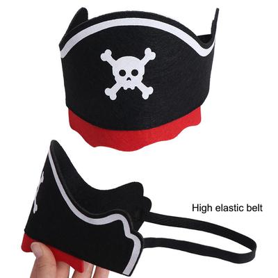 5Pcs Props Accessories Black Felt Pirate Hat Horror Cosplay Skull Pirate Captain Cap Cosplay Prop Childrens Day
