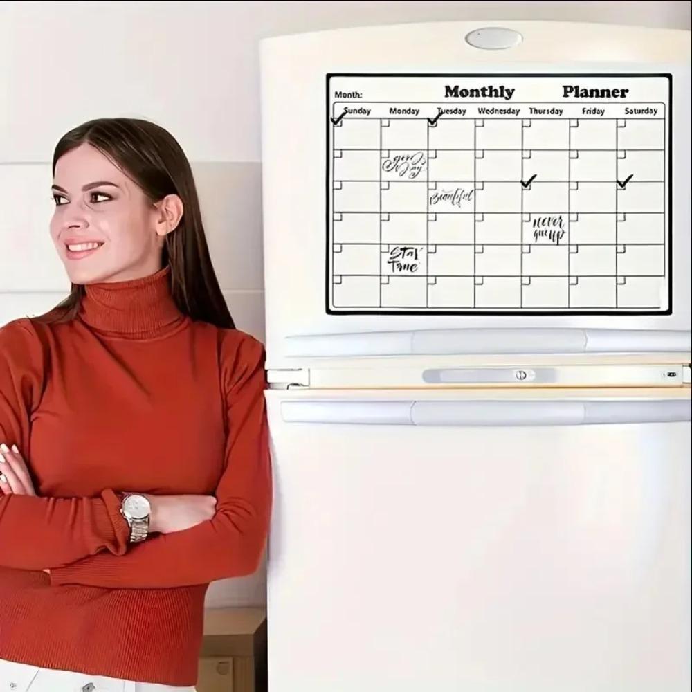 Premium Stylish Magnetic Dry Erase Calendar - Versatile Monthly Planner for Refrigerator - Easy Kitchen Organization  Decor