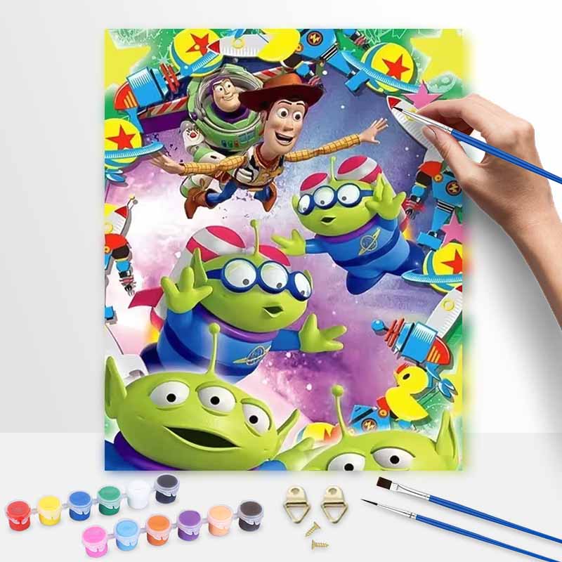 Disney Toy Story Alien digital oil painting diy handpainted coloring painting home decoration, perfect for wall art craft hobby decor.