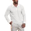 Men's Waffle Lapel Polo Shirt Casual Vacation Long-sleeved T-shirt