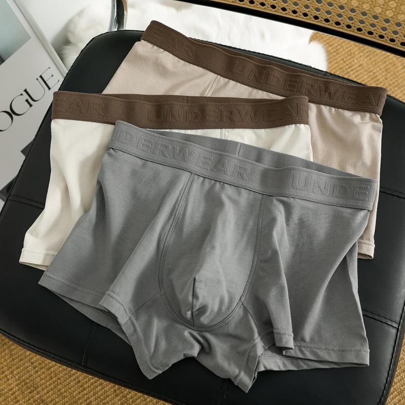 3pcs Men's Underwear Retro Men's Flat Leg Pants Mid Waist Comfortable Breathable Square Leg Pants Boxer Brief