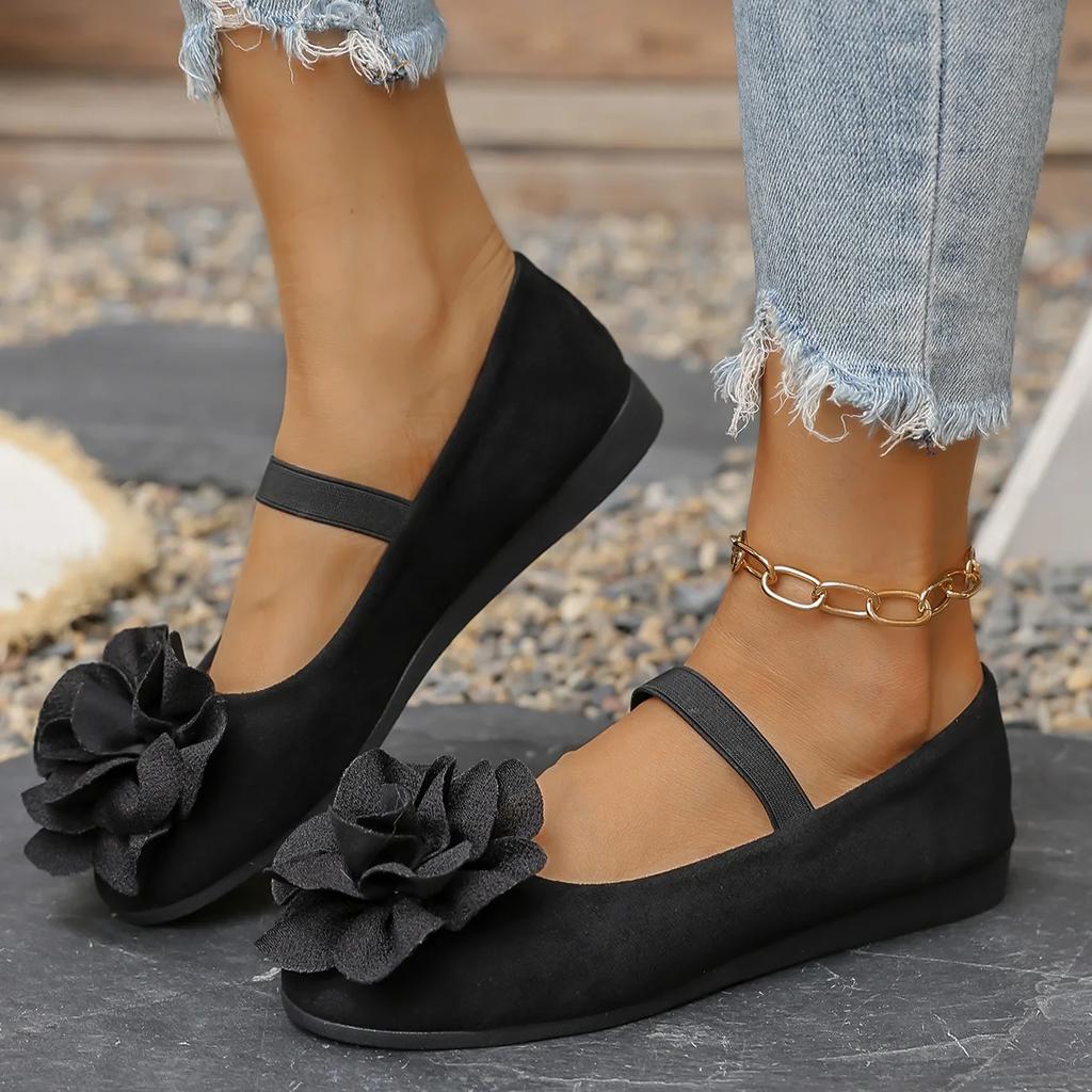 Mode Damen Ballerinas Mode Lässige Blume Einzelne Sneaker Damen Frühling Neu Spitz Zehen Ballerinas für Damen Mary Jane Große Größe Slipper