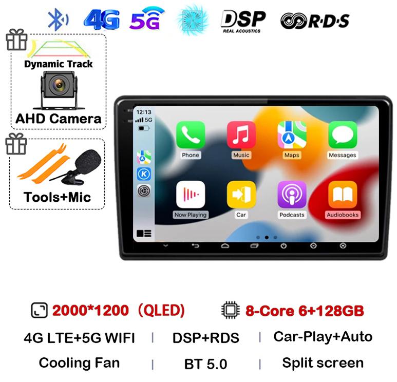 Android 14 Wireless Carplay Auto For Ford Fusion 1 2005-2012 Car Radio GPS Navigation Multimedia Video Player 4G WIFI Stereo