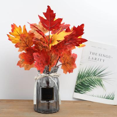 Artificial Autumn Maple Leaf Plant Bouquet Photography Props Leaf Imitation Maple Leaf Fake Plants Home Halloween DIY Decoration