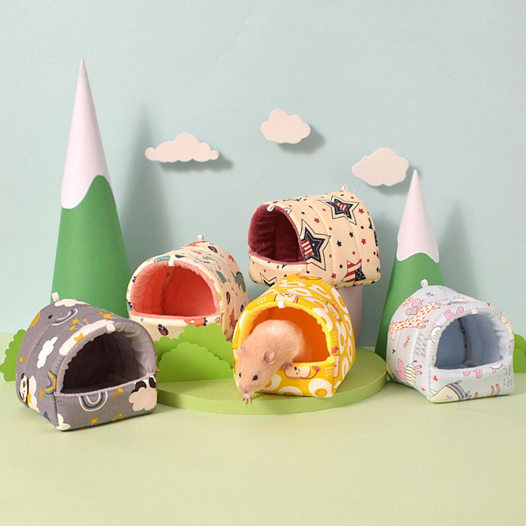 Hamsters Hammock Bed Toy Small Animal Hideout House Lovely Print Hanging Bed Habitat Decors for Squirrels Chinchillas