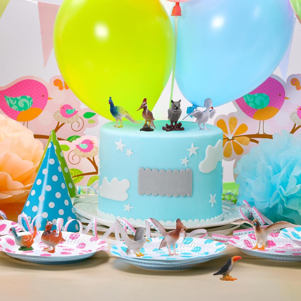 Realistic Bird Figurines, 24pcs Eagle, Parrot, Robin, Owl Toys - Fairy Garden Accessories, Educational Learning Dollhouse Birthday Cake Topper Gift