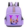 College Style Trend 26 Letter Printing Anime Cartoon Large Capacity Burden Reduction Backpack Casual Student School Bag